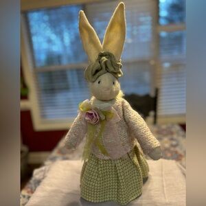 RAZ Imports Plush Sweet Pea Rabbit 16" Collectible Bunny in Green & Pink Dress